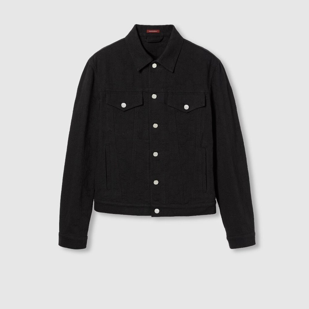 Authentic Gucci GG Black Denim Jacquard Jacket